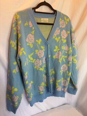 Urban Outfitters Blue Floral Button-Up Cardigan